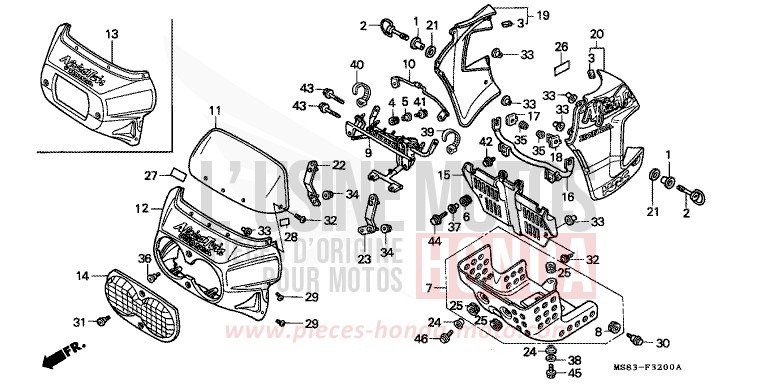 COWL for Africa Twin SHASTA WHITE (NH138H) from 1988